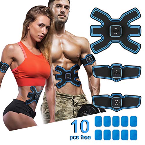 Stimulateur Musculaire EMS Abdominal - 8 Modes, 19 Niveaux - Rechargeable USB - Pour Bras, Jambes, Fessiers