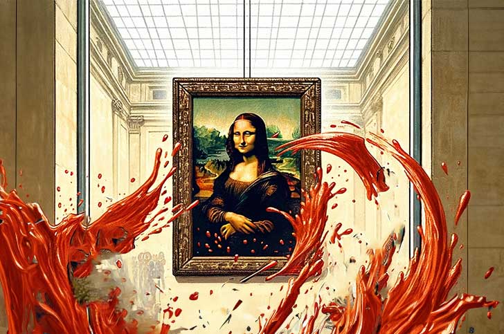 Affiche Humoristique Joconde - Décoration Murale Toile 40x50 Cm, Sans Cadre - Parodie Drôle Pour Salle De Bain Ou Salon